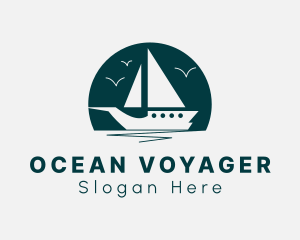 Sea Sailing Boat logo design