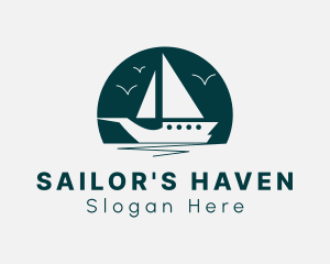 Sea Sailing Boat logo design