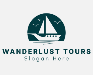 Sea Sailing Boat logo design