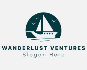 Sea Sailing Boat logo design