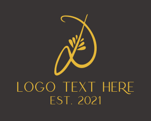 Calligraphy - Golden Calligraphy letter D logo design