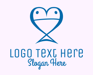 Online Dating - Blue Fish Heart logo design