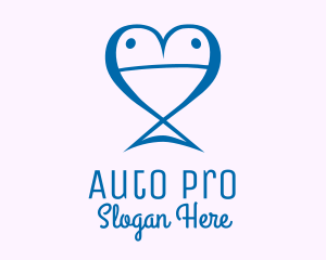 Dating Site - Blue Fish Heart logo design