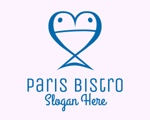 Blue Fish Heart  logo design