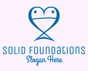 Online Dating - Blue Fish Heart logo design