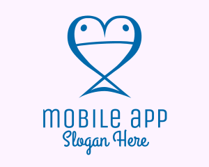 Dating Site - Blue Fish Heart logo design