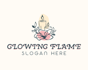 Candlestick - Floral Candle Decoration logo design