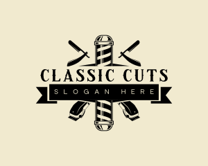 Artisan Haircut Barber Pole logo design