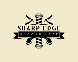 Artisan Haircut Barber Pole logo design