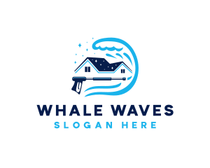 Pressure Wash House Wave logo design