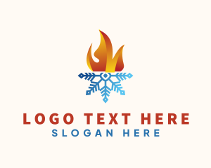 Heating - Flame Snowflake Energy logo design