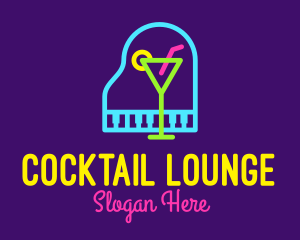 Neon Cocktail Piano logo design