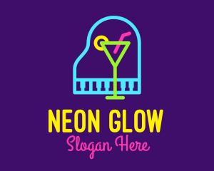 Neon Cocktail Piano logo design