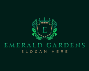 Floral Crown Shield logo design