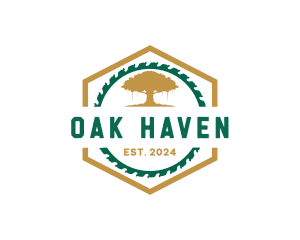 Saw Oak Tree Logging logo design