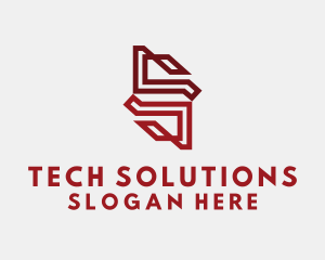 Cyber Security - Red Geometric Letter S logo design