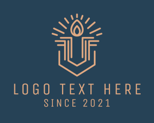 Monoline - Church Religious Candle logo design