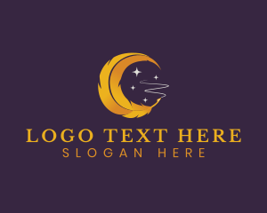 Poem - Moon Feather Quill Pen logo design