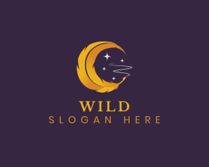 Copywriter - Moon Feather Quill Pen logo design