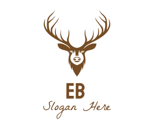 Antler - Brown Elk Head logo design