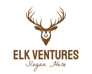 Elk - Brown Elk Head logo design