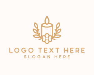 Candle Floral Wreath Logo