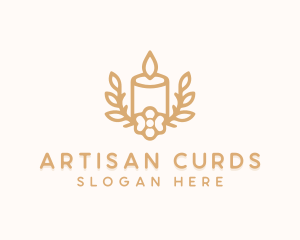 Candle Floral Wreath logo design