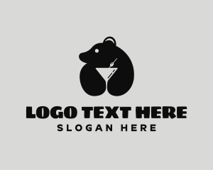 Lounge - Bear Cocktail Drink logo design