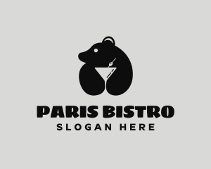 Bear Cocktail Drink logo design