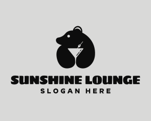 Bear Cocktail Drink logo design