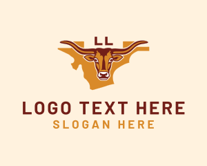 Map - Longhorn Cattle Texas USA logo design