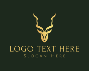 Deer - Gold Gazelle Antler logo design