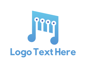 Musical Note - Digital Light Blue Music logo design