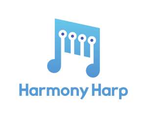 Harp - Digital Light Blue Music logo design