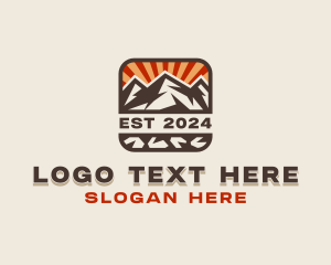 Hiker - Mountain Summit Adventure logo design