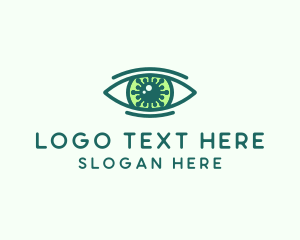 Microorganism - Green Virus Eye logo design