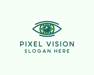 Visual - Green Virus Eye logo design