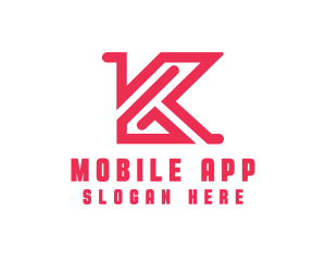 Modern Letter K Outline Logo