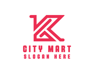 Department Store - Modern Letter K Outline logo design
