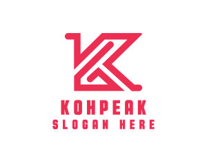 Modern Letter K Outline logo design