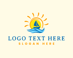 Sailing - Tropical Sun Boat logo design