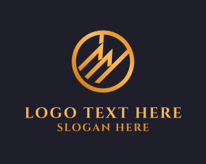 Gold - Luxury Modern Circle Letter M logo design