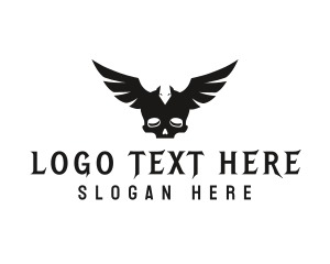 Goth - Death Skull Wings logo design