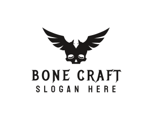 Skeletal - Death Skull Wings logo design