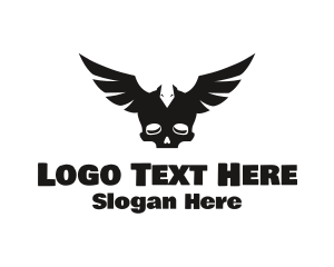 Goth - Black Wing Skull logo design
