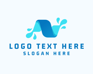 Cleaning - Water Splash Letter N logo design