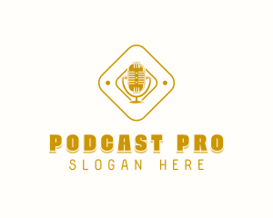 Podcaster - Microphone Podcasting Broadcast logo design