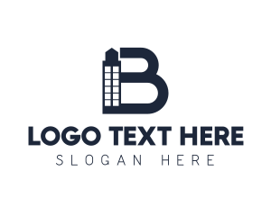 Blue Building - Minimalist Letter B Building logo design