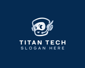 Tech Robot Headset logo design