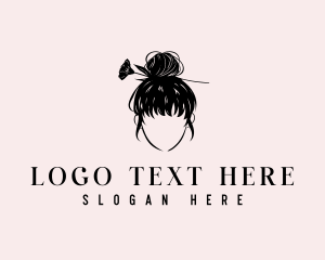 Keratin - Floral Woman Hair logo design